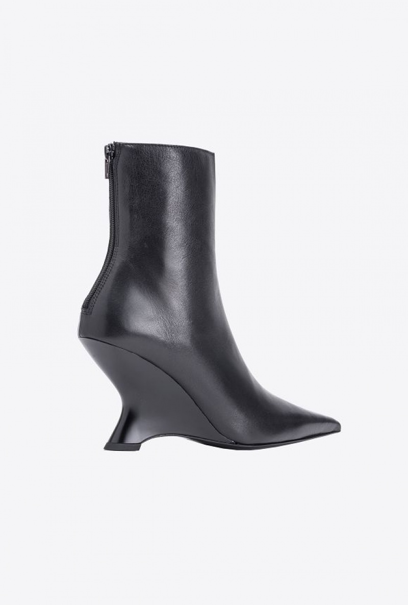 Pinko Laminated Læder Ankle Boots Černé | SN-PKO34136