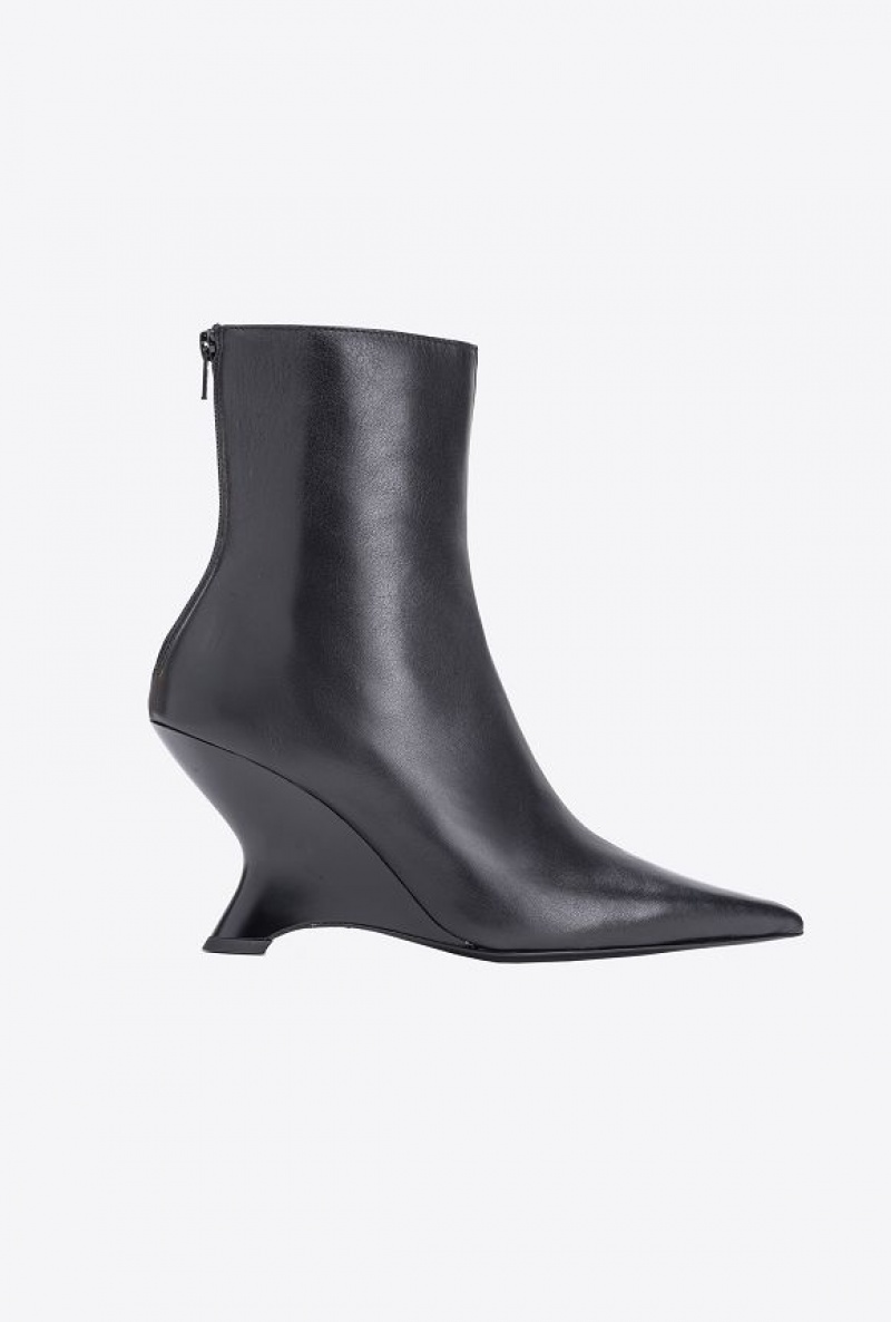 Pinko Laminated Læder Ankle Boots Černé | SN-PKO34136