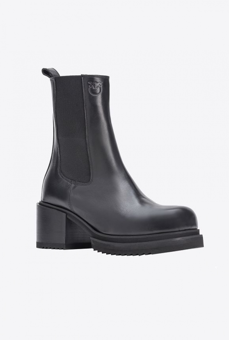 Pinko Laminated Læder Ankle Boots Černé | SN-PKO34137