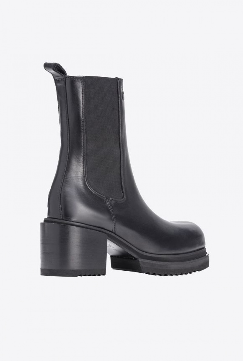 Pinko Laminated Læder Ankle Boots Černé | SN-PKO34137