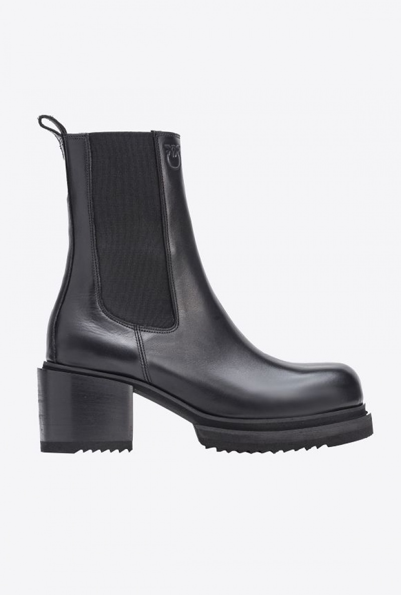 Pinko Laminated Læder Ankle Boots Černé | SN-PKO34137