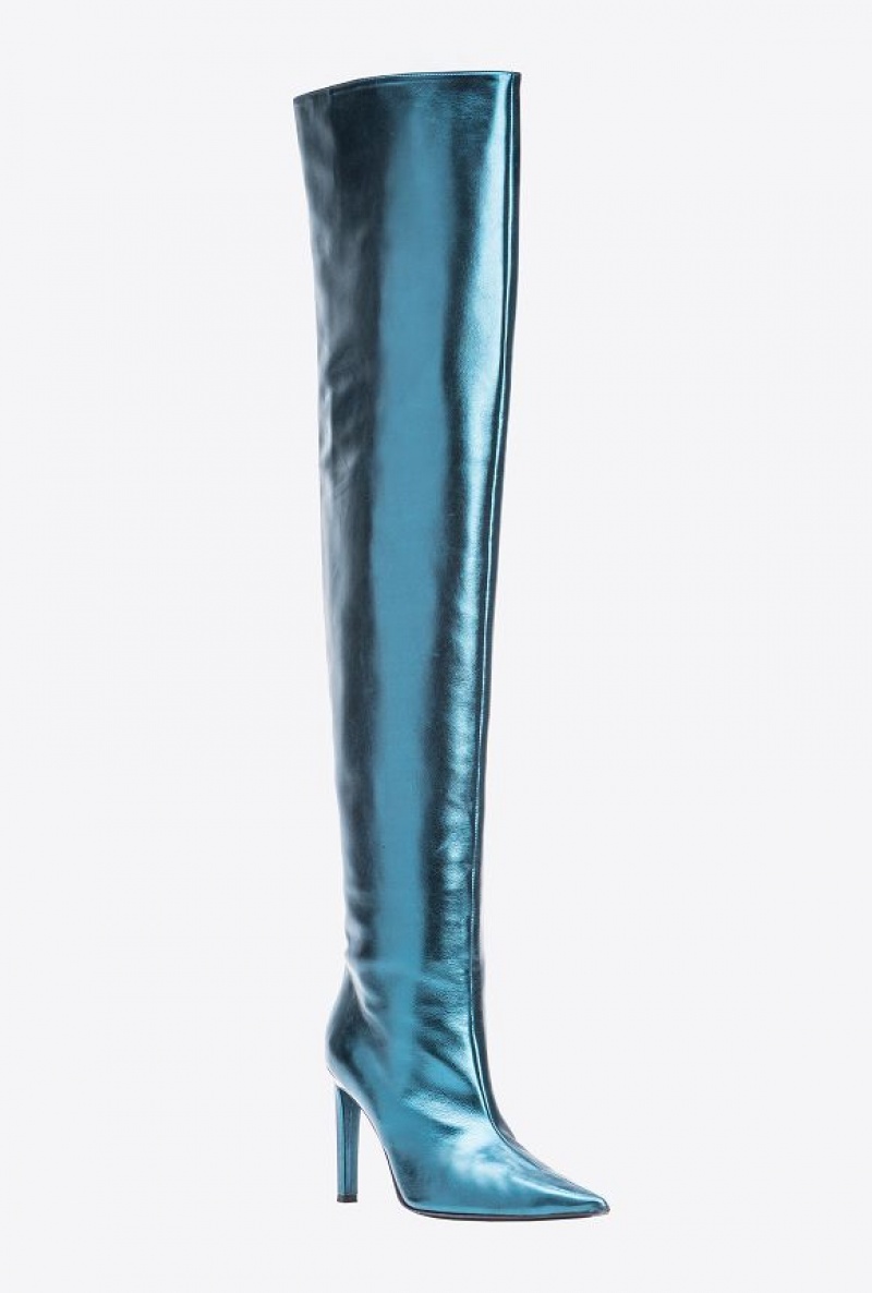 Pinko Laminated Thigh-high Boots Blankyt Blankyt | SN-PKO34143