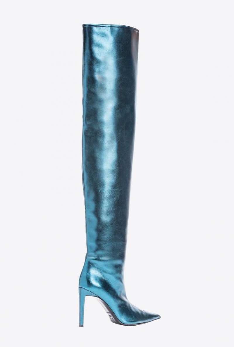 Pinko Laminated Thigh-high Boots Blankyt Blankyt | SN-PKO34143