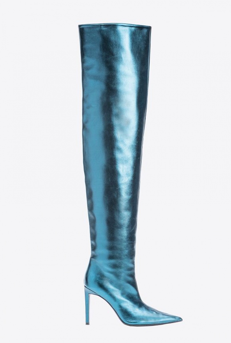 Pinko Laminated Thigh-high Boots Blankyt Blankyt | SN-PKO34143