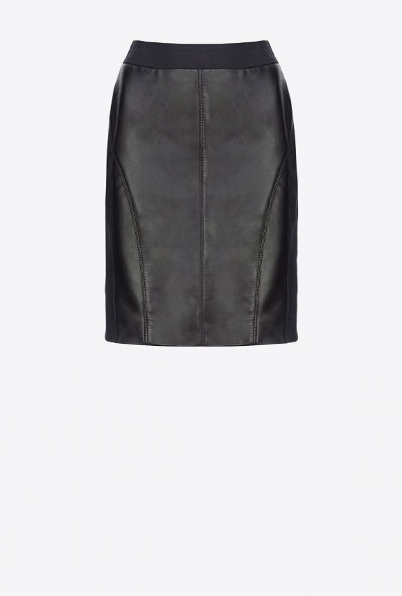 Pinko Læder And Fabric Skirt Černé | SN-PKO34044