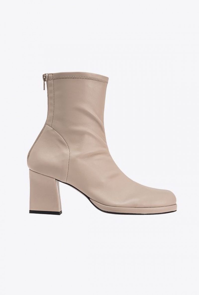 Pinko Læder-effect Ankle Boots Šedé | SN-PKO34135