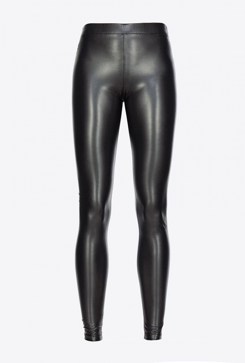 Pinko Læder-effect Leggings Černé | SN-PKO33976