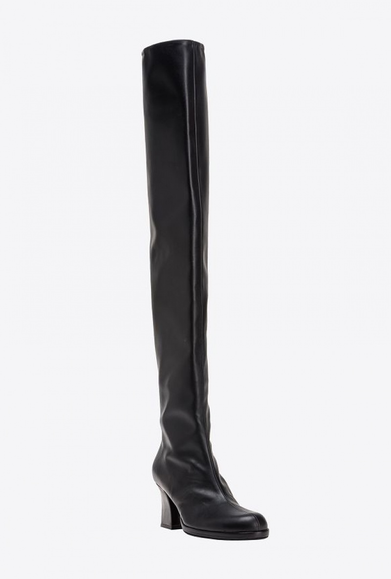 Pinko Læder-effect Thigh-high Boots Černé | SN-PKO34148