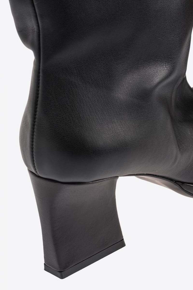 Pinko Læder-effect Thigh-high Boots Černé | SN-PKO34148