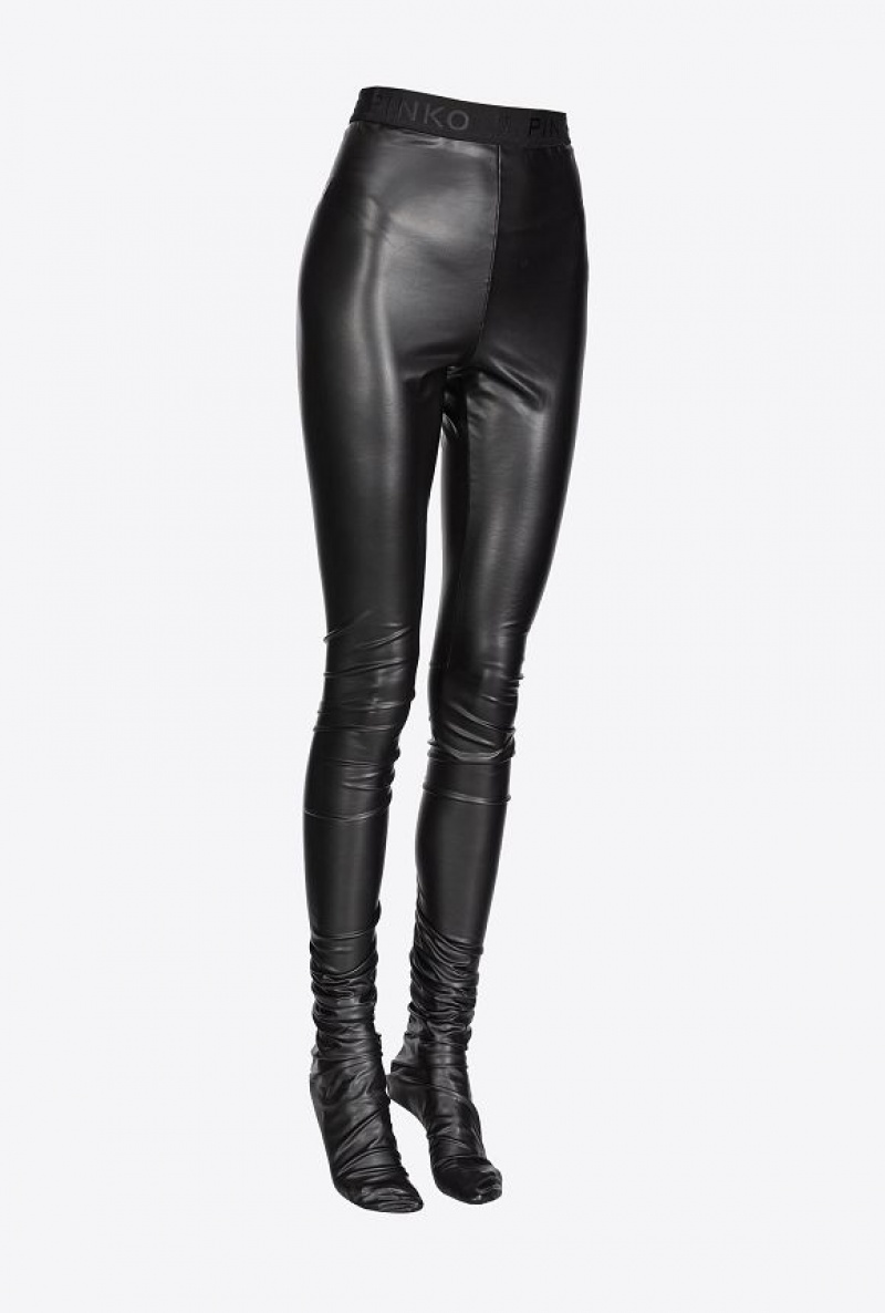 Pinko Læder-effect Tights Černé | SN-PKO34411