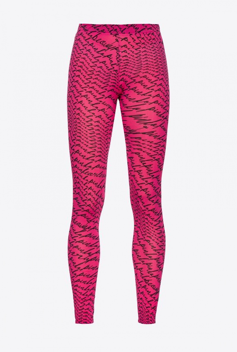 Pinko Leggings With Fluid Logo Růžové Černé | SN-PKO33851