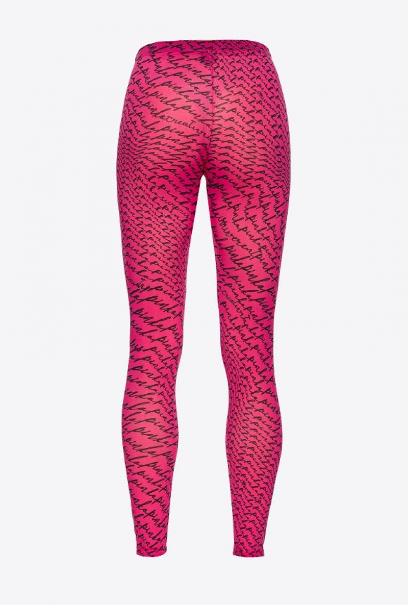 Pinko Leggings With Fluid Logo Růžové Černé | SN-PKO33851