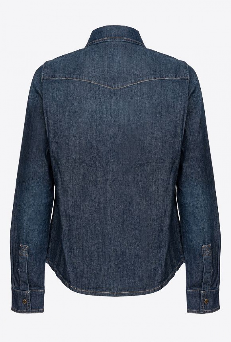 Pinko Light Twill Blue Denim Shirt Tmavě Blankyt Světle Modré | SN-PKO33154