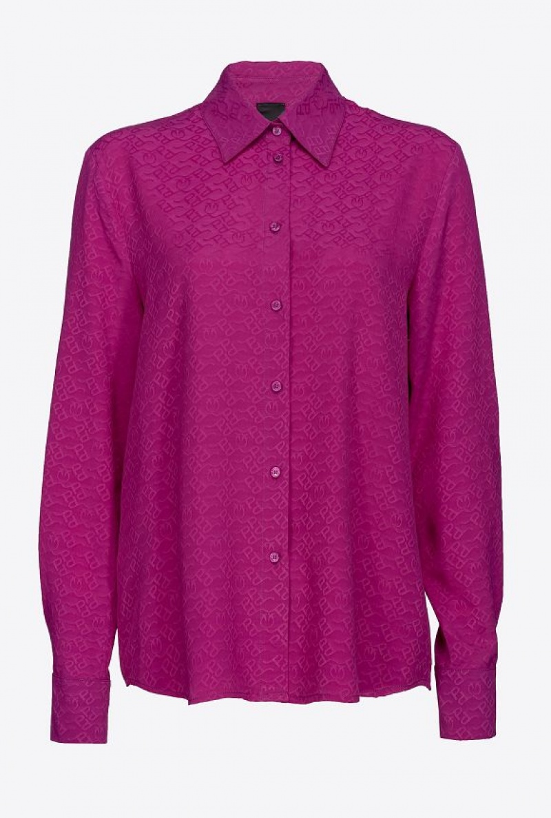 Pinko Logo Jacquard Shirt Fialové | SN-PKO33175