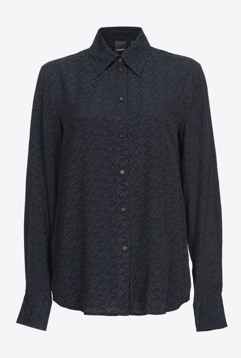 Pinko Logo Jacquard Shirt Černé | SN-PKO33152