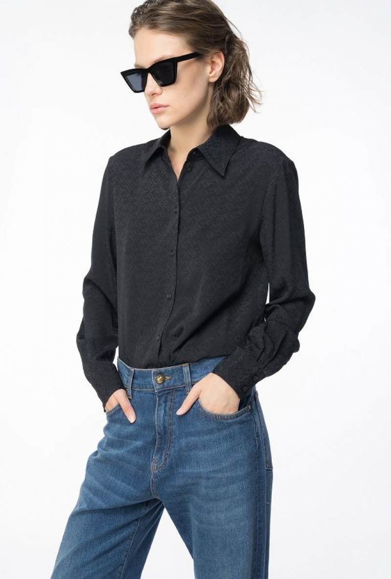 Pinko Logo Jacquard Shirt Černé | SN-PKO33152