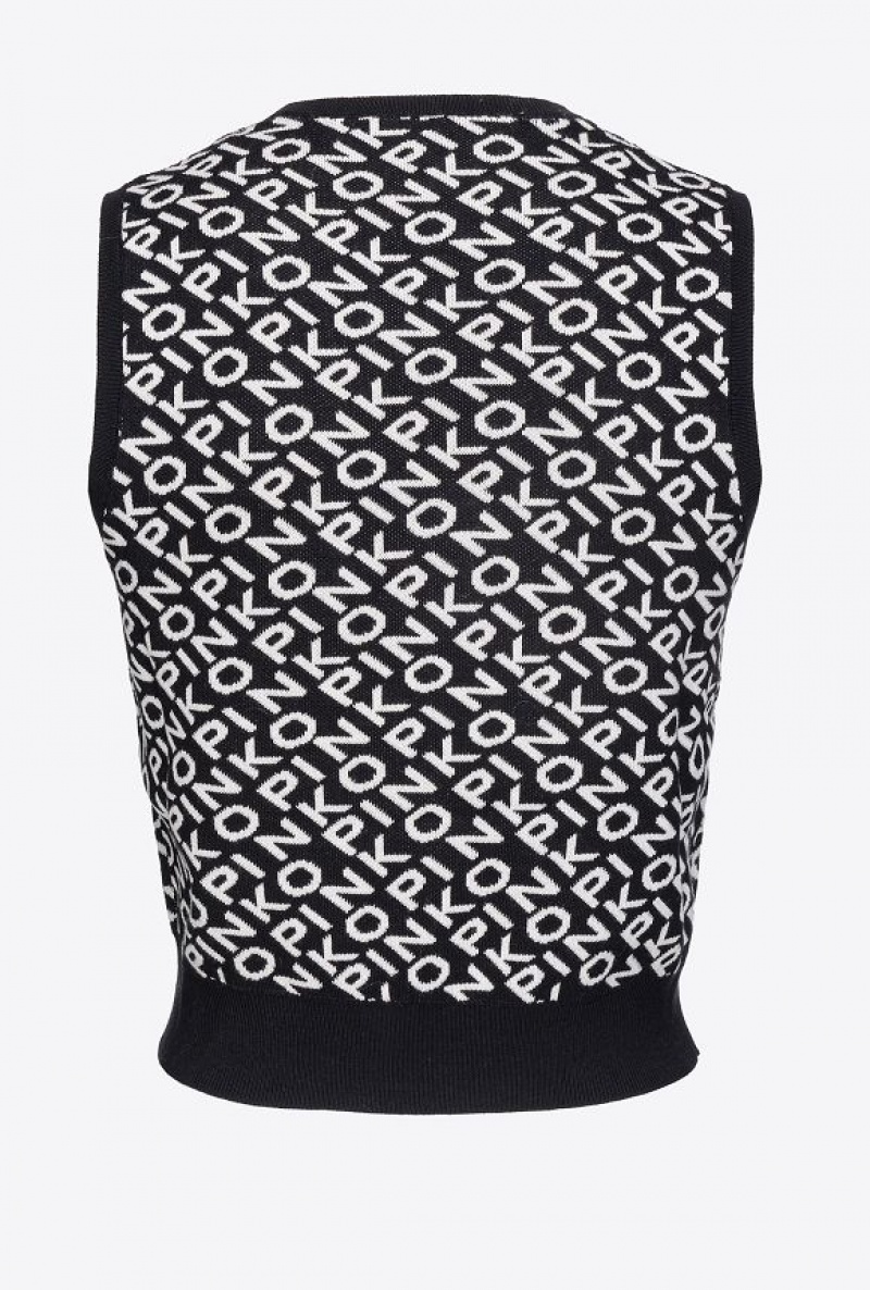 Pinko Logo Jacquard Vest Černé Bílé | SN-PKO33429