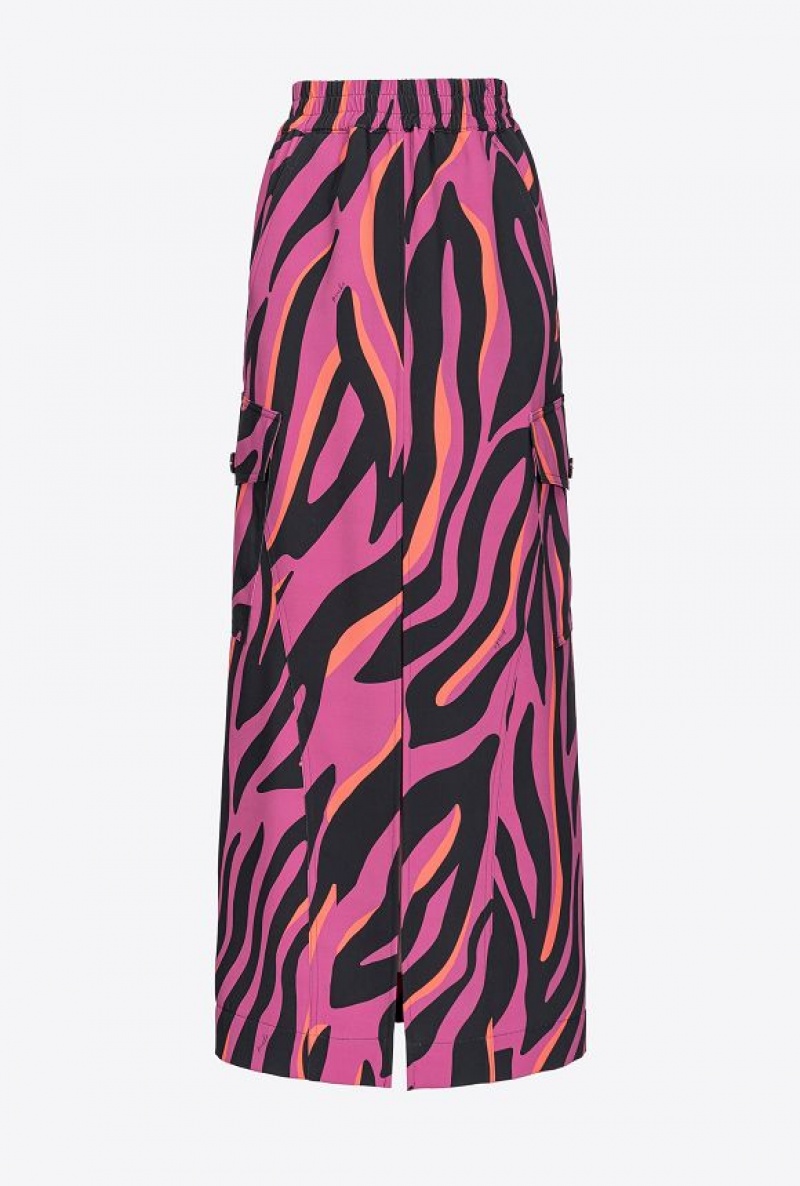 Pinko Long Cargo Skirt With Psychedelic Zebra Print Černé Oranžové | SN-PKO34084