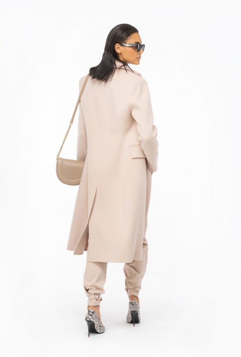 Pinko Long Coat In Double-layered Vlna Cloth Béžový | SN-PKO33668