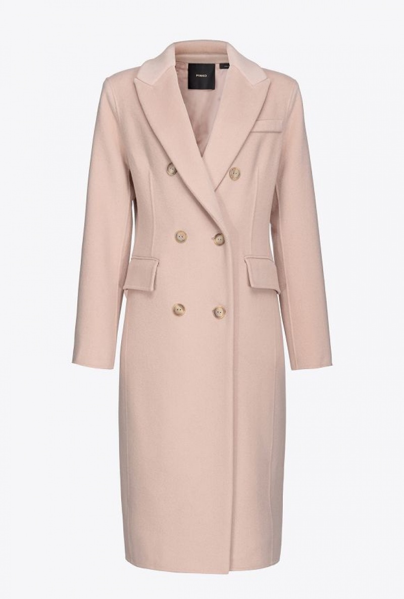 Pinko Long Coat In Double-layered Vlna Cloth Béžový | SN-PKO33668