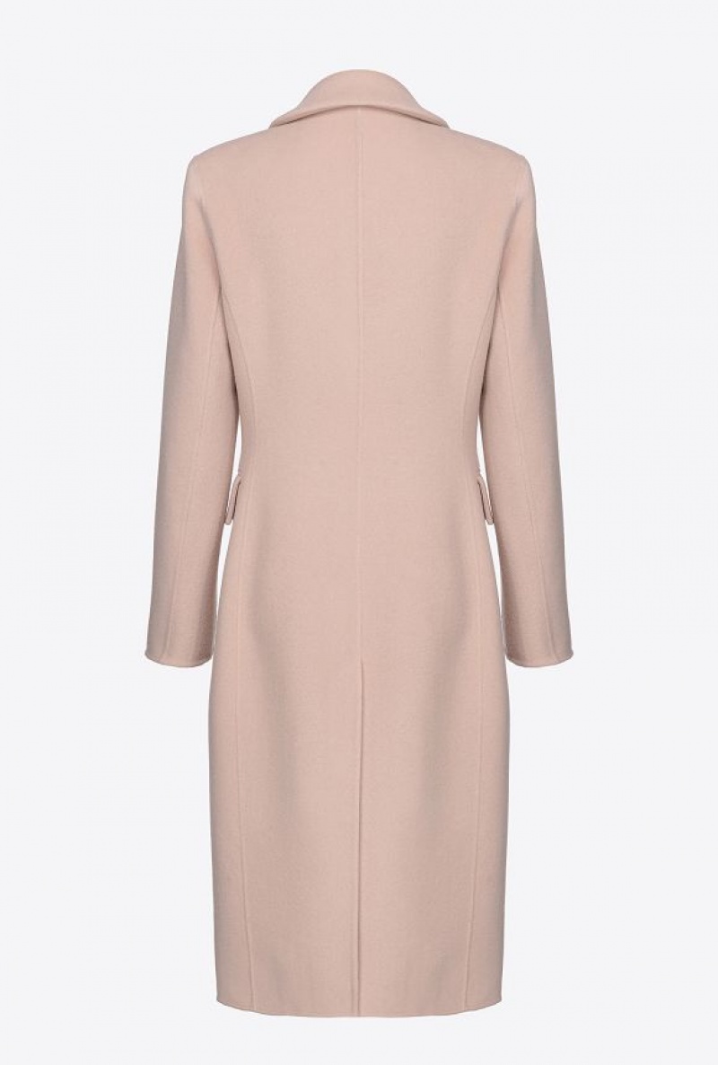 Pinko Long Coat In Double-layered Vlna Cloth Béžový | SN-PKO33668