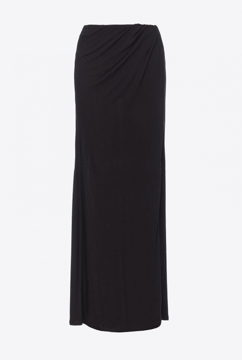 Pinko Long Crepe Interlock Skirt Černé | SN-PKO34043