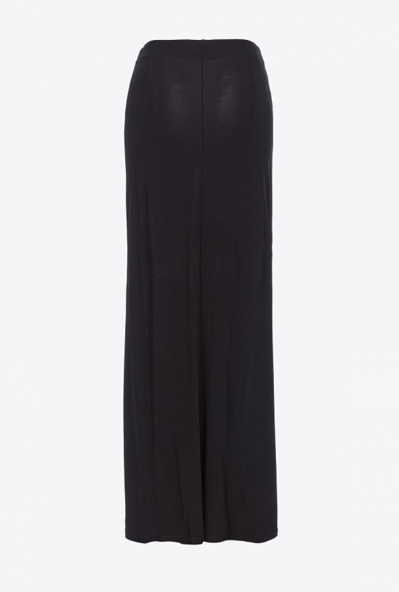 Pinko Long Crepe Interlock Skirt Černé | SN-PKO34043