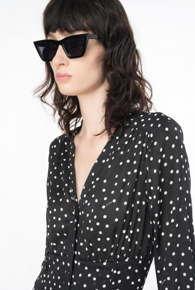 Pinko Long Polka-dot Shirt Šaty Černé Bílé | SN-PKO33022