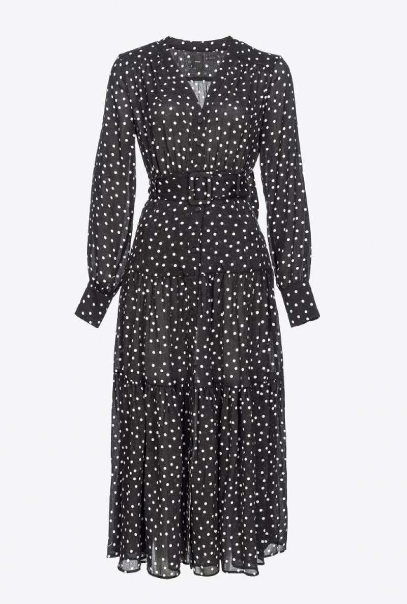 Pinko Long Polka-dot Shirt Šaty Černé Bílé | SN-PKO33022