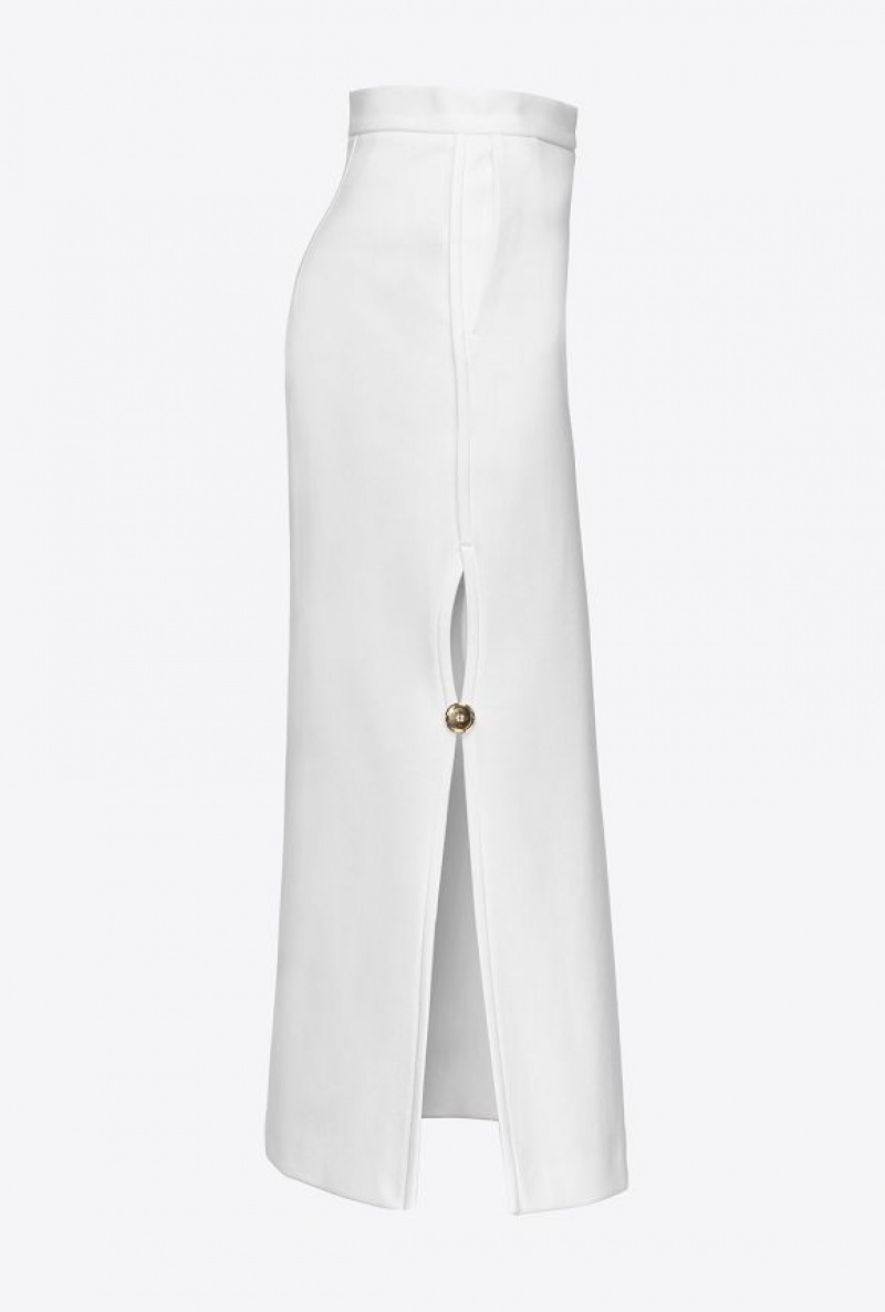 Pinko Long Skirt With Metal Buttons Bílé | SN-PKO34050