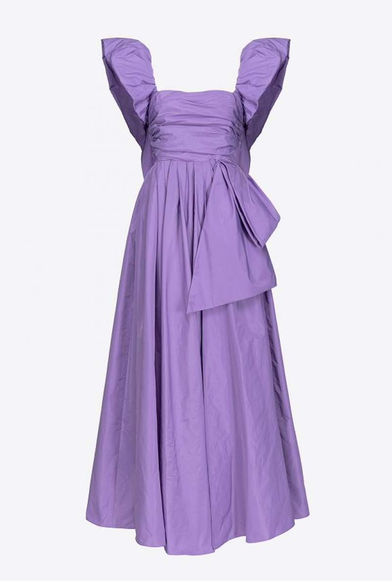 Pinko Long Taffeta Šaty With Removable Sleeves Fialové | SN-PKO33062