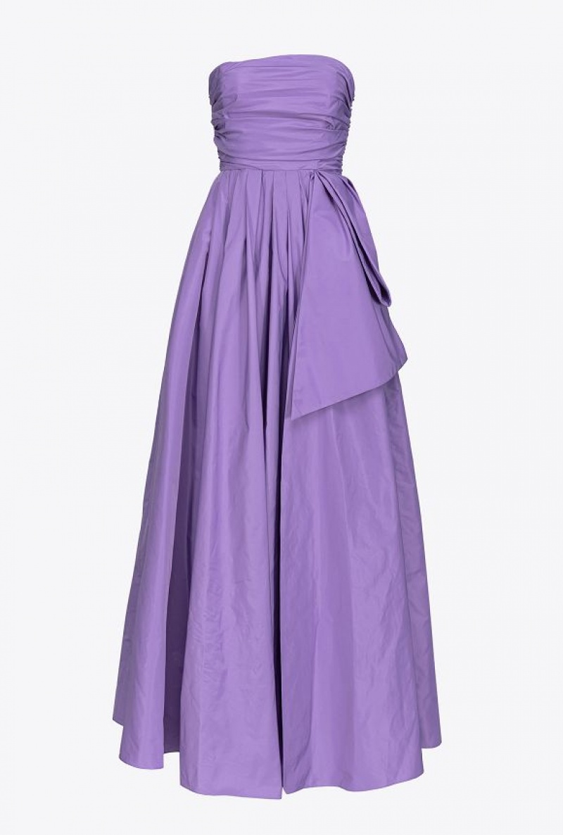 Pinko Long Taffeta Šaty With Removable Sleeves Fialové | SN-PKO33062