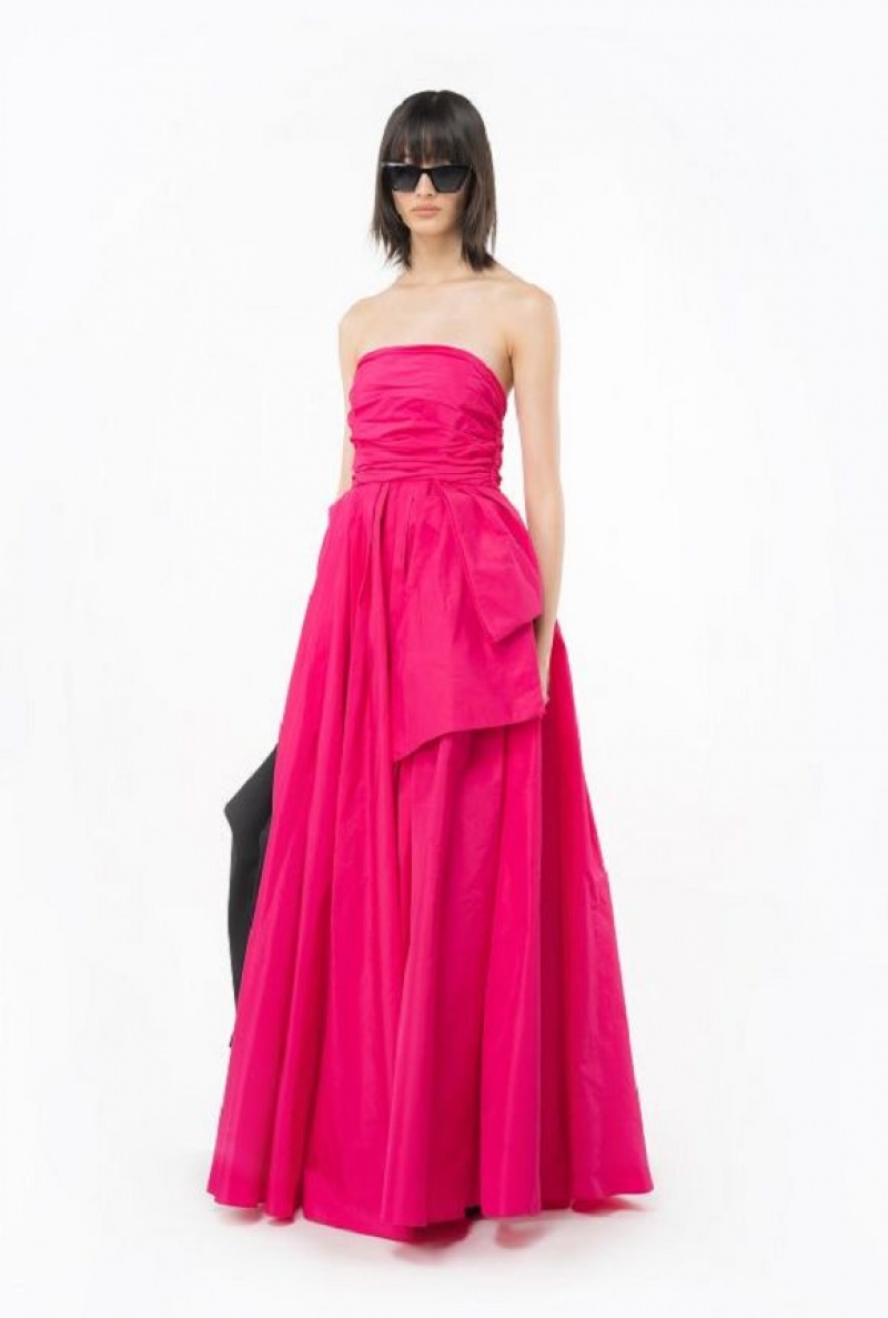 Pinko Long Taffeta Šaty With Removable Sleeves Růžové | SN-PKO33064