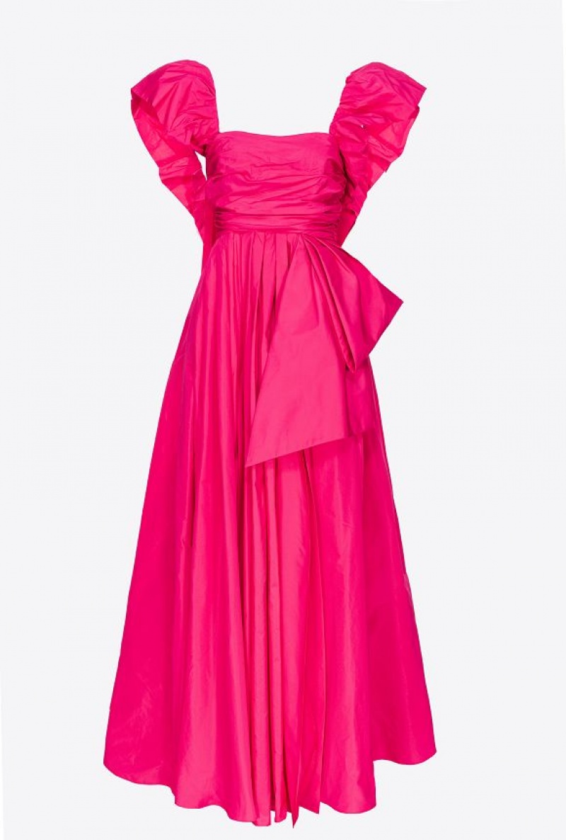 Pinko Long Taffeta Šaty With Removable Sleeves Růžové | SN-PKO33064