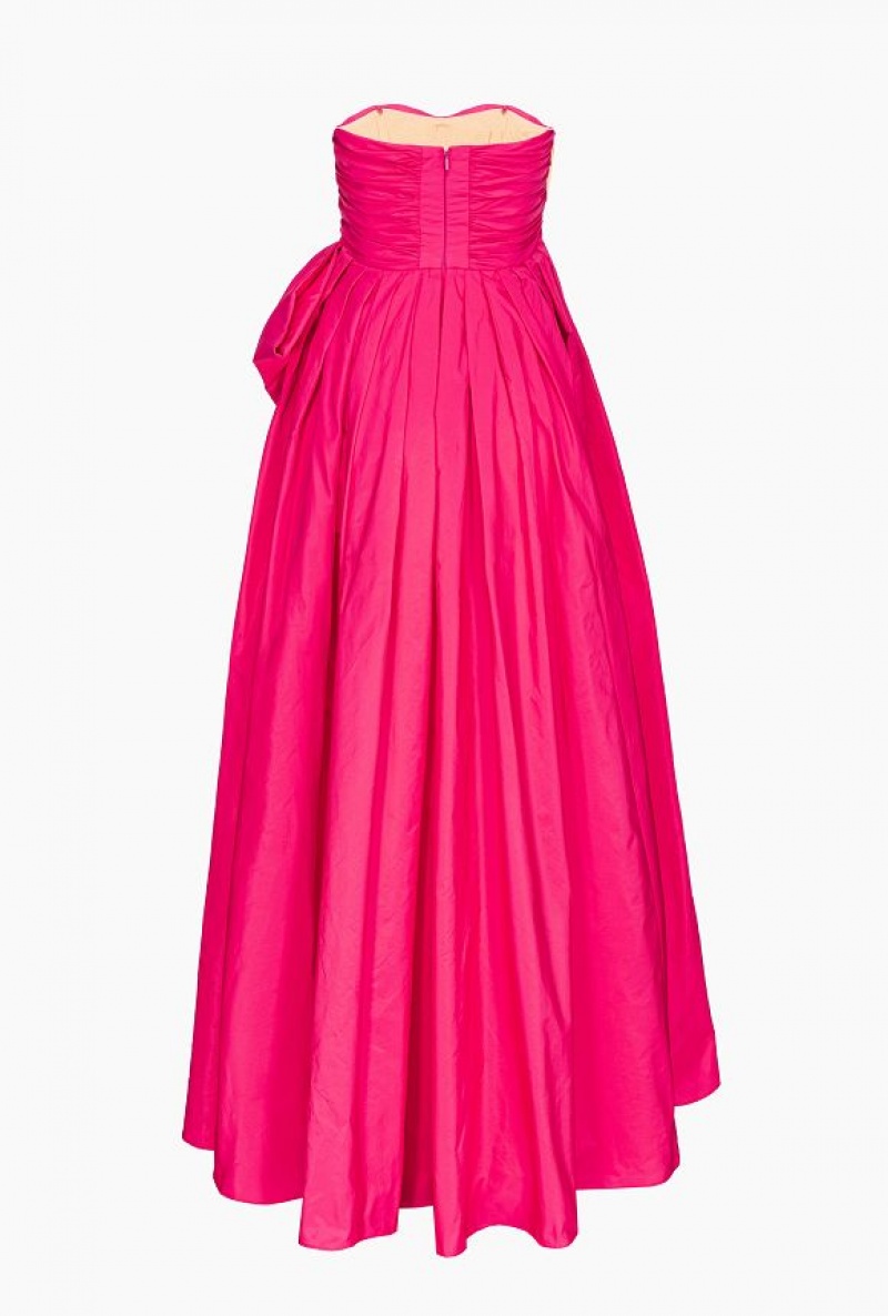 Pinko Long Taffeta Šaty With Removable Sleeves Růžové | SN-PKO33064