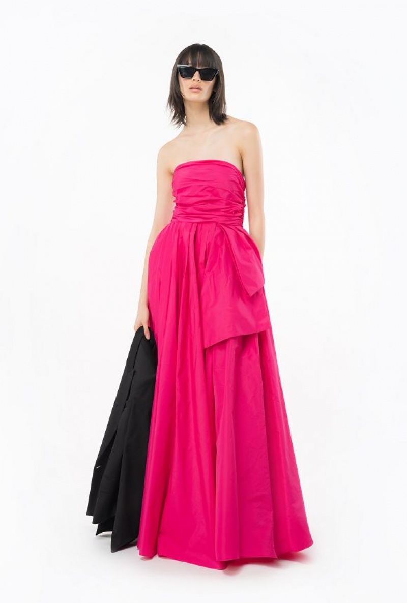 Pinko Long Taffeta Šaty With Removable Sleeves Růžové | SN-PKO33064