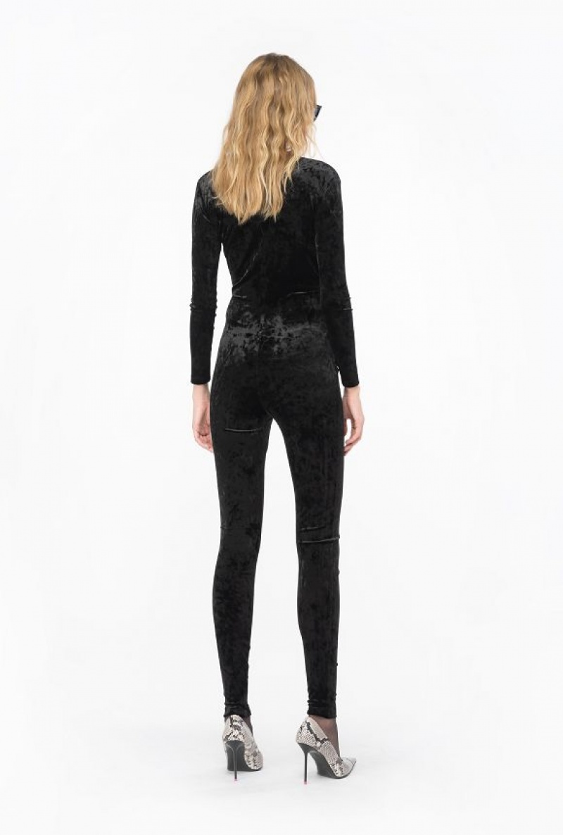 Pinko Long Velvet Jumpsuit Černé | SN-PKO33089