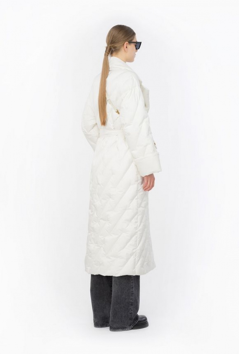 Pinko Long Wraparound Down Jacket Bílé | SN-PKO33635