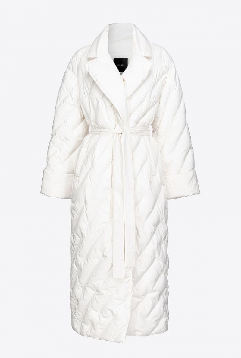 Pinko Long Wraparound Down Jacket Bílé | SN-PKO33635