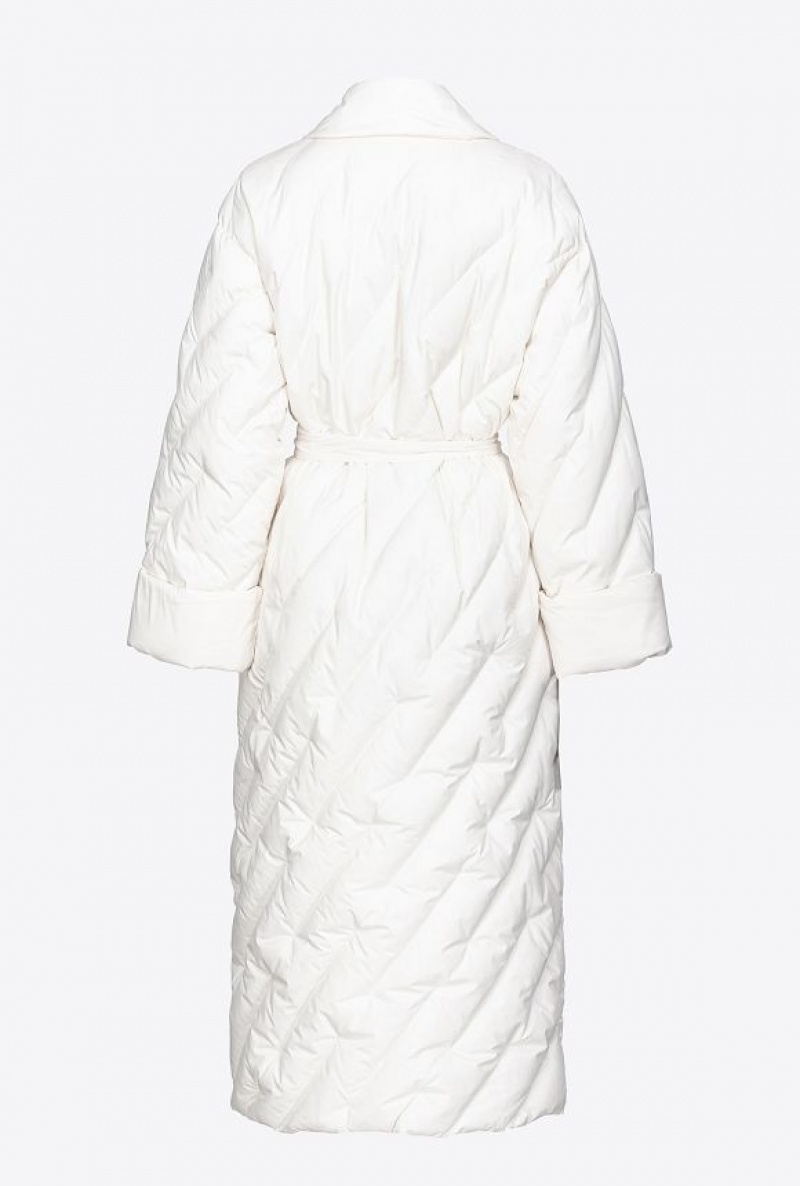 Pinko Long Wraparound Down Jacket Bílé | SN-PKO33635