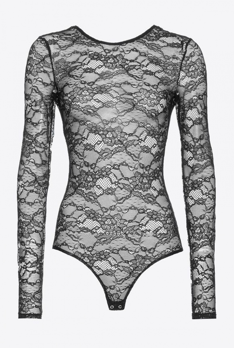 Pinko Long-sleeved Krajkové Bodysuit Černé | SN-PKO33376