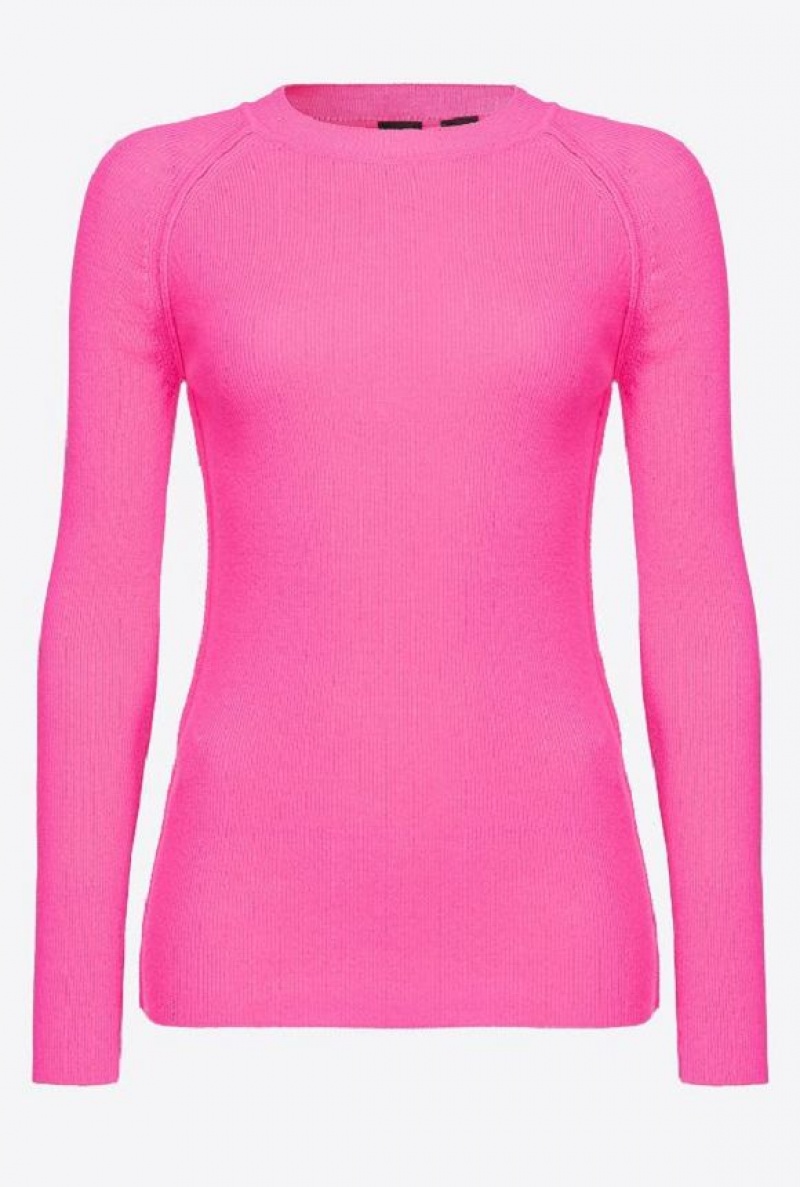 Pinko Long-sleeved Rib-knit Top Růžové | SN-PKO33495