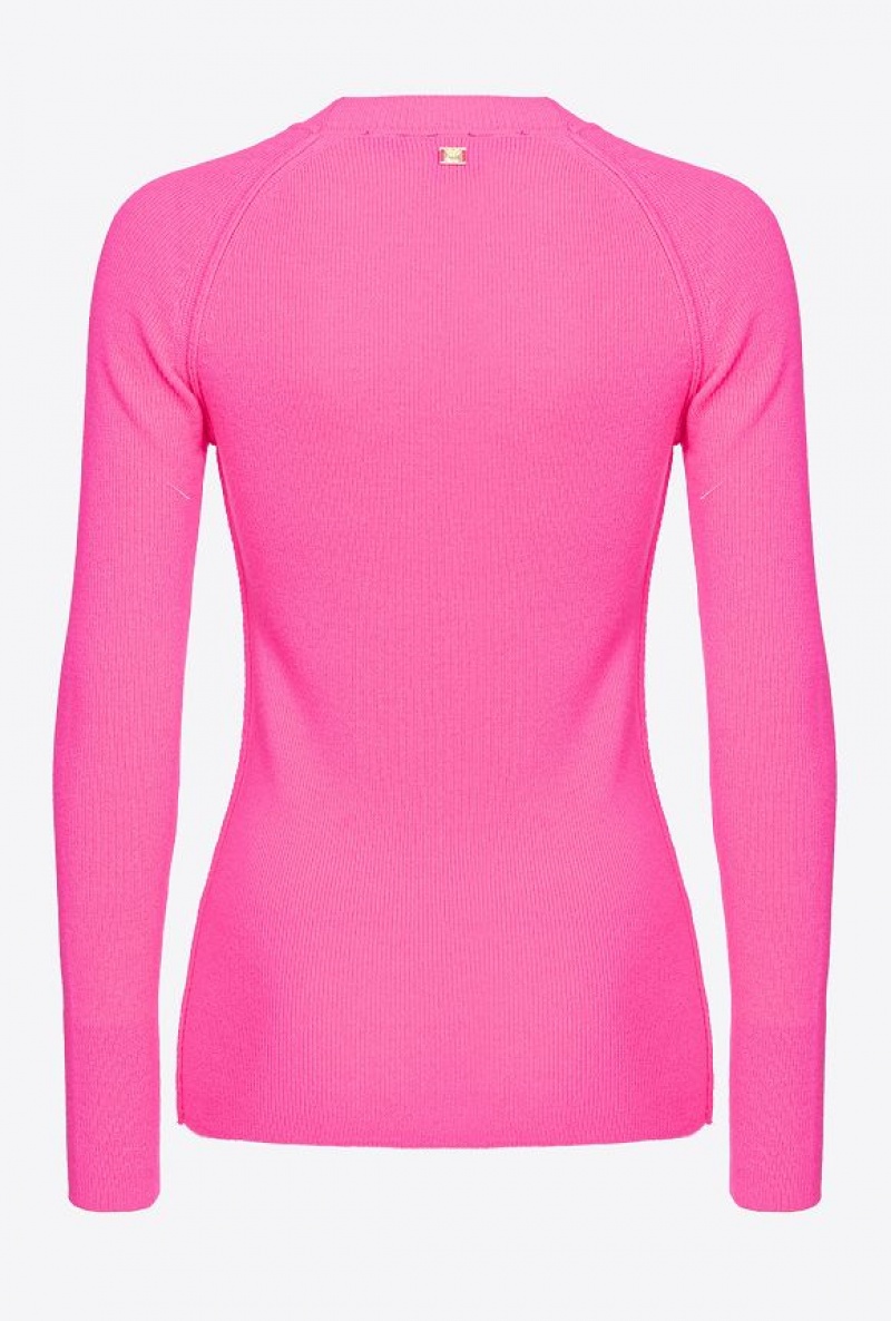 Pinko Long-sleeved Rib-knit Top Růžové | SN-PKO33495