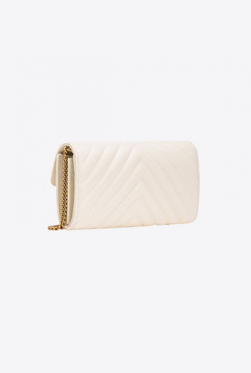 Pinko Love Bag One Wallet Chevron Bílé Bílé Zlaté | SN-PKO32451