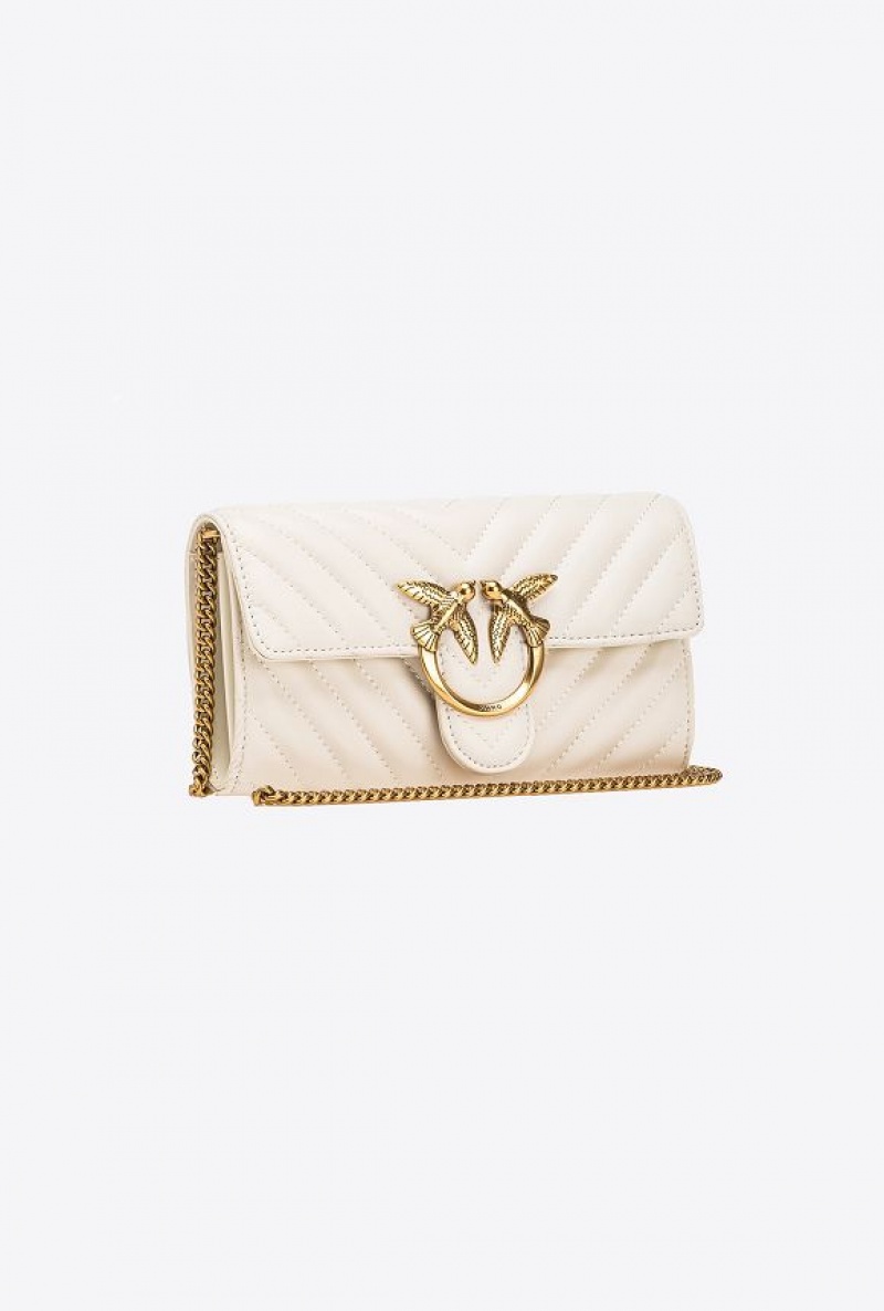 Pinko Love Bag One Wallet Chevron Bílé Bílé Zlaté | SN-PKO32451