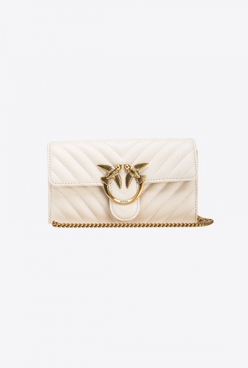 Pinko Love Bag One Wallet Chevron Bílé Bílé Zlaté | SN-PKO32451