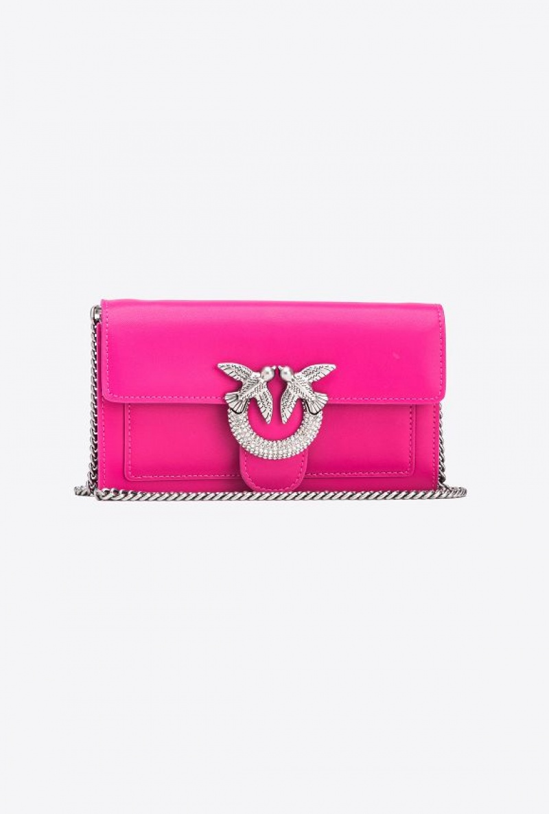 Pinko Love Bag One Wallet With Rhinestones Růžové Stříbrné | SN-PKO34293