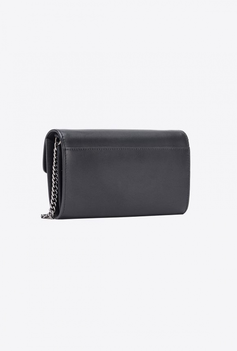 Pinko Love Bag One Wallet With Rhinestones Černé Stříbrné | SN-PKO34295