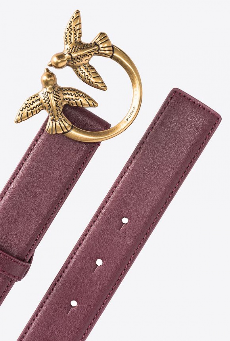 Pinko Love Birds Læder Belt 3cm Zlaté | SN-PKO34230