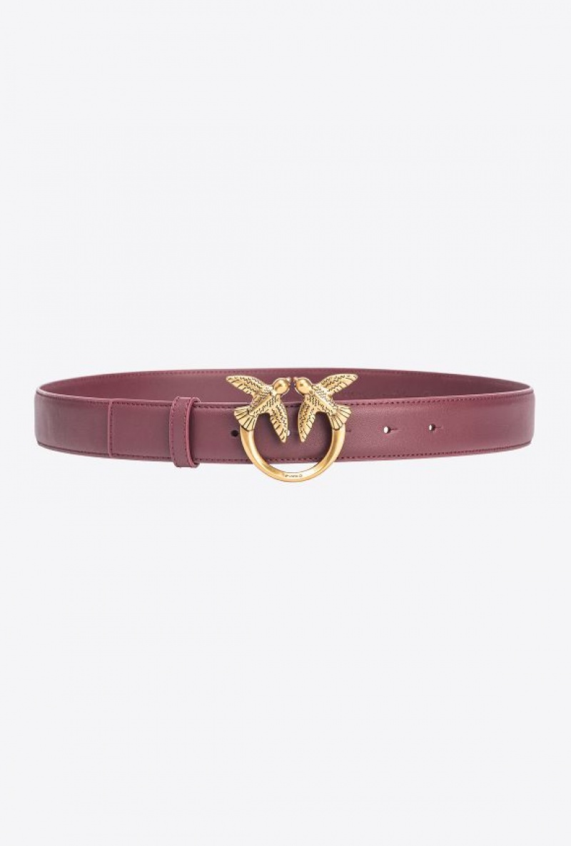 Pinko Love Birds Læder Belt 3cm Zlaté | SN-PKO34230